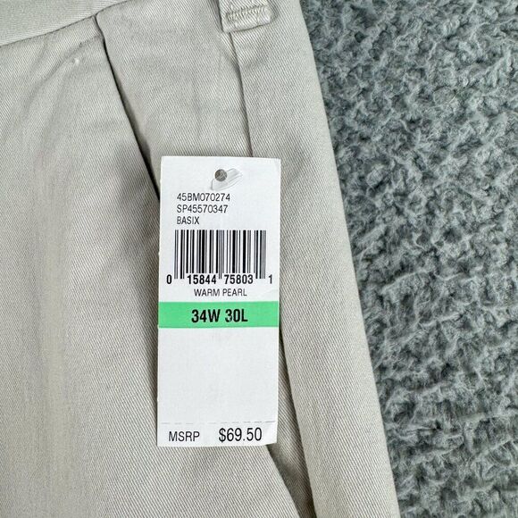 NEW Izod Performance Stretch Pants Mens 34 Tan Chino Trouser Flex Waist NWT $70 - Picture 5 of 16
